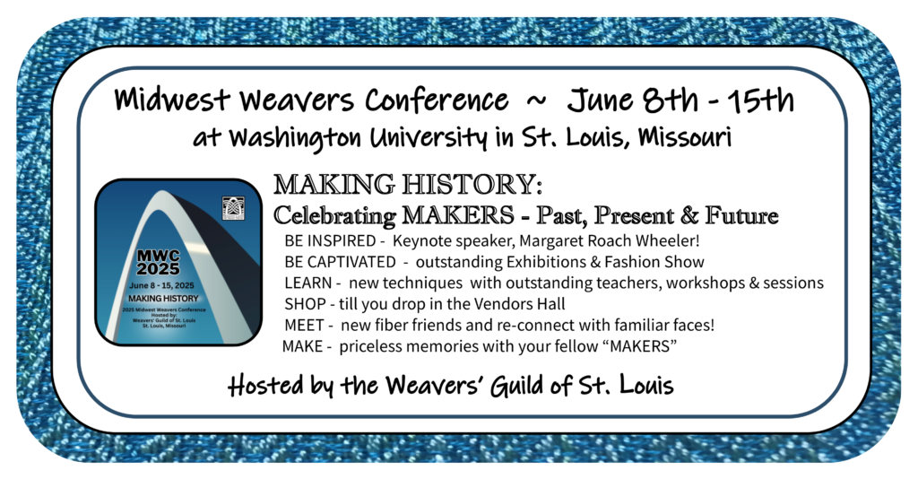 promotional banner for 2025 Midwest Weavers Conference